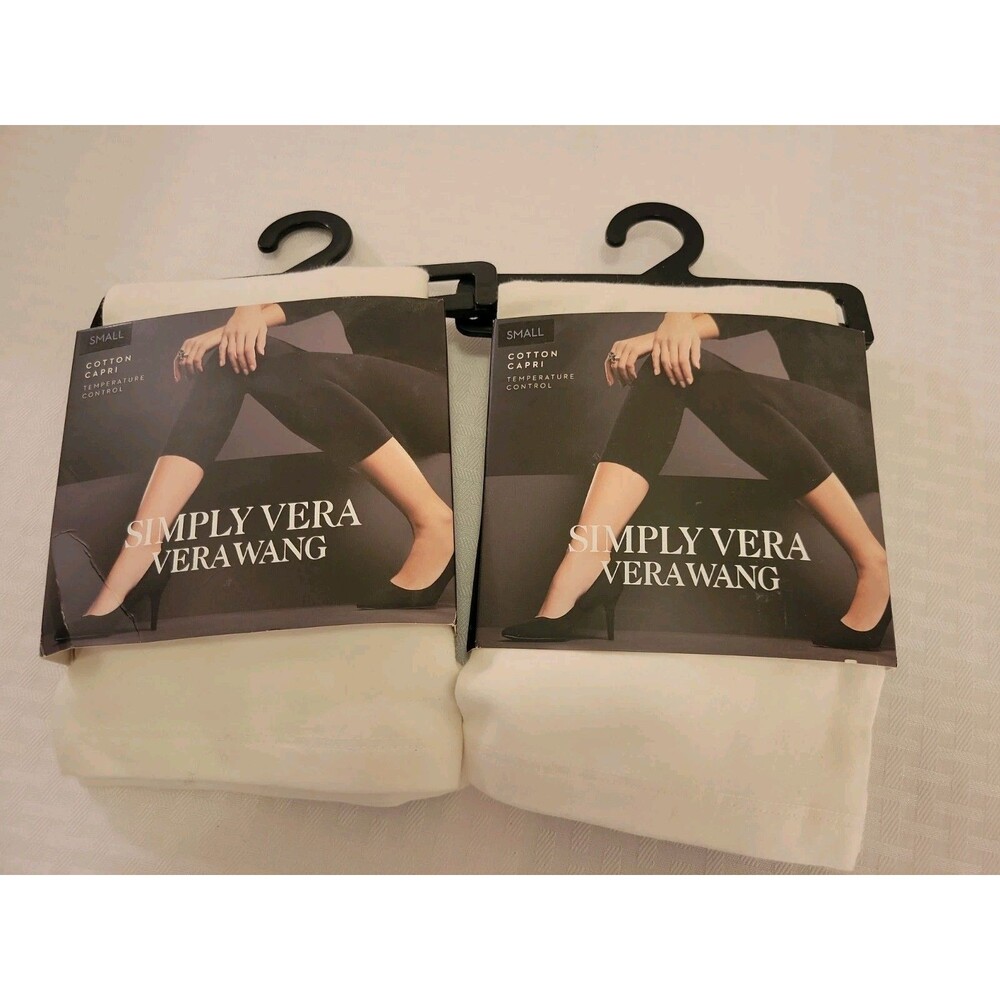 Simply Vera Wang Women's S Small CROP CAPRI PANT Skinny Leg Pull-On White (2)